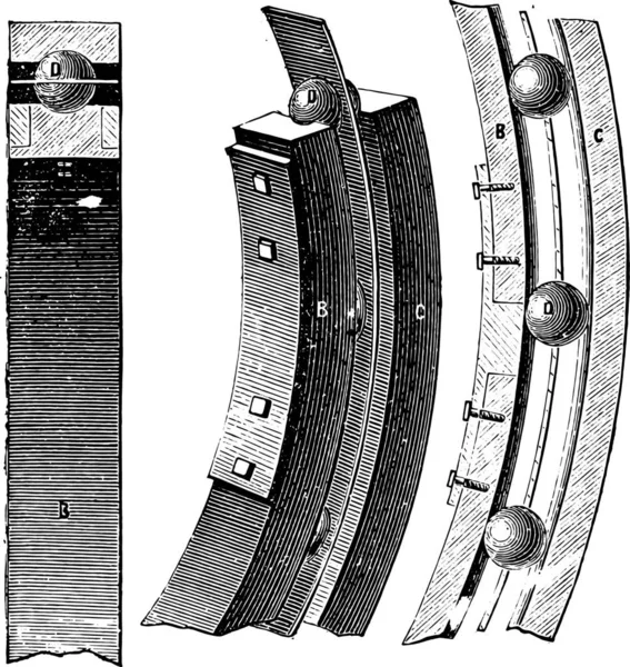 Колеса Вісь Типу Сік Vintage Вигравірувано Ілюстрації Промислові Енциклопедія Ламі — стоковий вектор