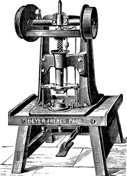 Máquina Automática Para Estampado Barras Jabón Ilustración Grabada Vintage Enciclopedia — Vector de stock