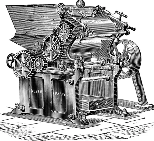 Illustration Vintage Une Voiture Avec Une Machine — Image vectorielle