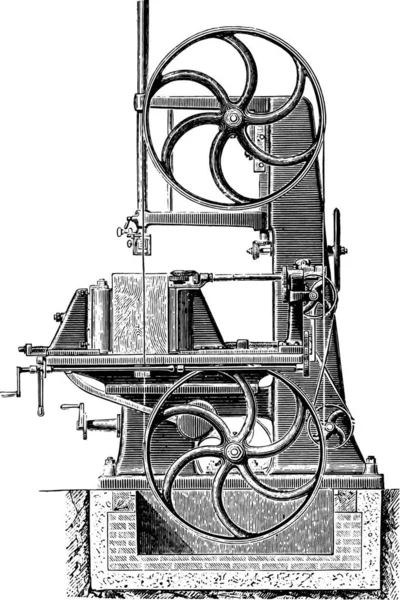 Jahrgangsabbildung Einer Mechanischen Motorpumpe — Stockvektor