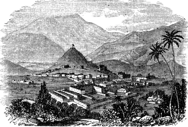 Kabul City Afghanistan Old Engraved Illustration Kabul City Afghanistan 1890S — Stock Vector