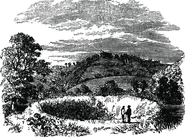 Arthurs Table Caerleon Amphitheatre Britain Old Engraved Illustration Arthurs Table — стоковий вектор