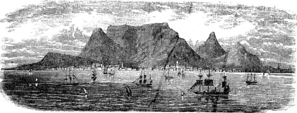 Vue Panoramique Depuis Table Bay Vintage Cape Town Afrique Sud — Image vectorielle