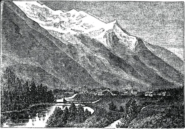 Mont Blanc Monte Bianco Mont Blanc Біля Chamouny Vintage Engraving — стоковий вектор