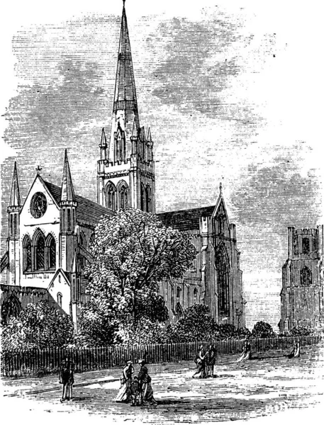 Chichester Katedrális Vagy Katedrális Templom Szentháromság Sussex Anglia 1890 Években — Stock Vector