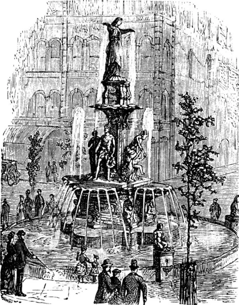 Tyler Davidson Fountain Genius Water Lady Fountain Cincinnati Ohio Usa — стоковий вектор