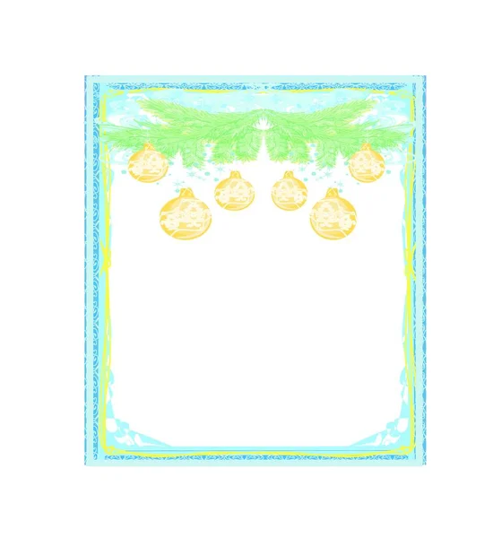 Різдвяна Рамка Стилі Карти Золоті Вафлі Синя Рамка — стоковий вектор