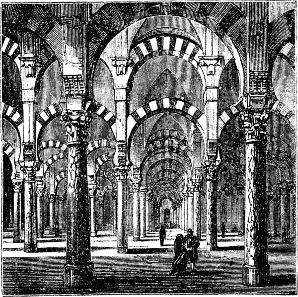 Catedral Mezquita Córdoba Andalucía España Durante Década 1890 Grabado Vintage — Vector de stock