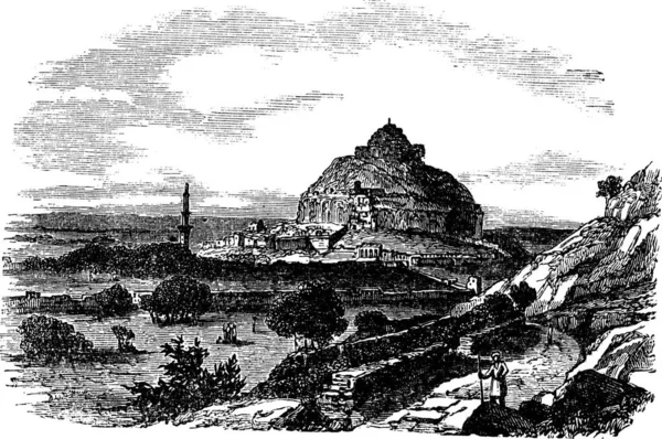 Forte Daulatabad Maharashtra Índia Durante Década 1890 Gravura Vintage Ilustração — Vetor de Stock