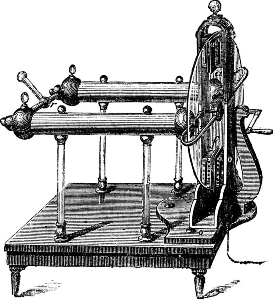 Elektrostatische Generator Door Jesse Ramsden Uitgevonden 1768 Vintage Gegraveerde Illustratie — Stockvector