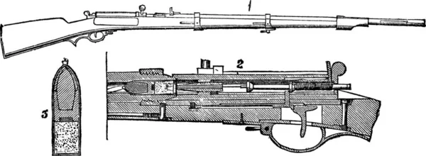 Preußisches Nadelgewehr Oldtimer Gravur Alte Gestochene Illustration Des Preußischen Nadelgewehrs — Stockvektor