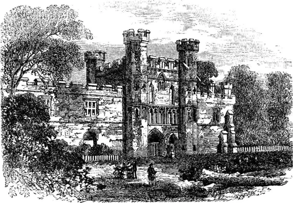 Battle Abbey Hastings East Sussex England Vintage Engraving Old Engraved — Stock Vector