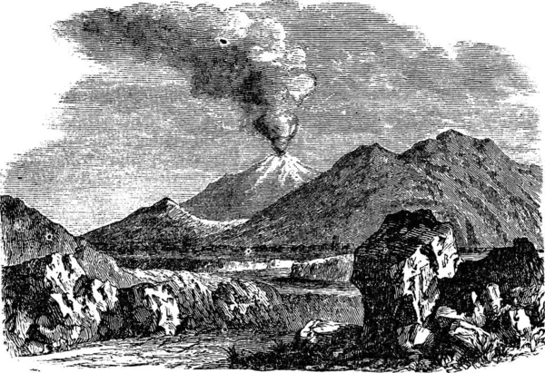Hecla Hekla Uma Montanha Vulcânica Islândia Gravura Vintage Ilustração Gravada — Vetor de Stock