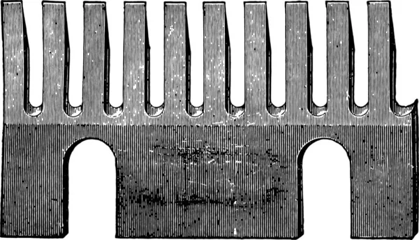 Dedos Faca Esquerda Francês Austríaco Forma Dente Vintage Gravada Ilustração —  Vetores de Stock