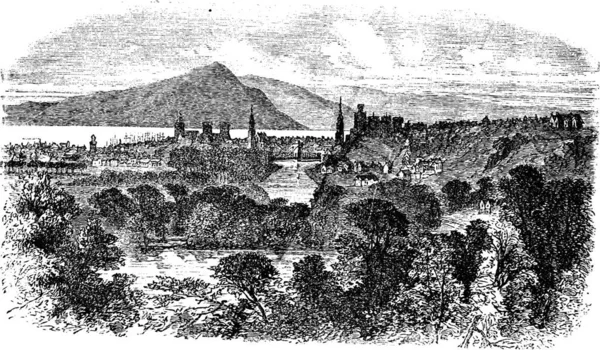 Inverness Écosse Dans Les Années 1890 Gravure Vintage Ancienne Illustration — Image vectorielle