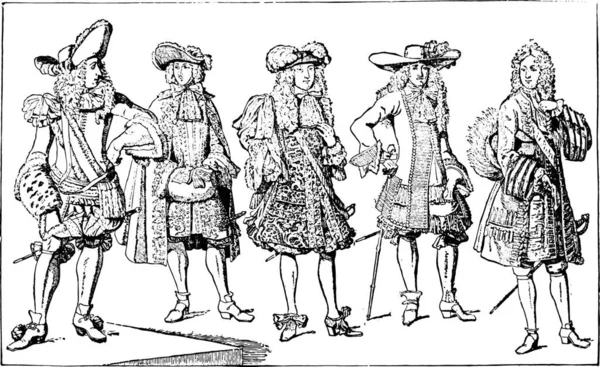 Signori Francesi 1675 1694 Illustrazione Incisa Epoca Enciclopedia Industriale Lami — Vettoriale Stock