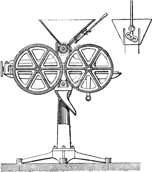 Section Aplatisseur Ransome Mécanisme Tassement Vanne Illustration Gravée Vintage Encyclopédie — Image vectorielle