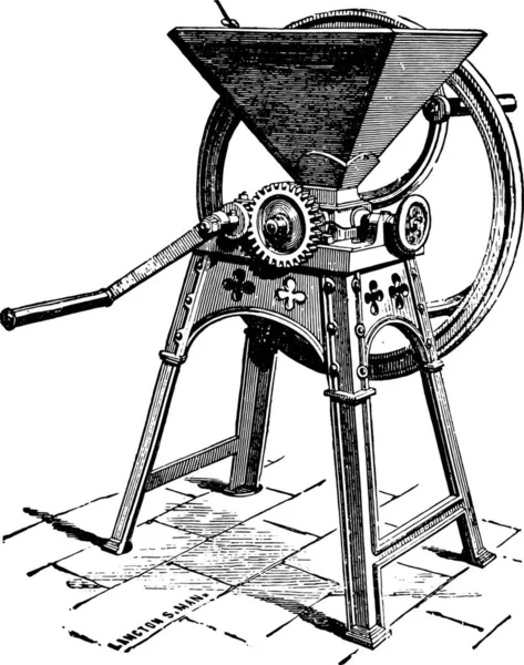 Дробарка Насіння Picksley Система Vintage Вигравірувано Ілюстрації Промислові Енциклопедія Ламі — стоковий вектор