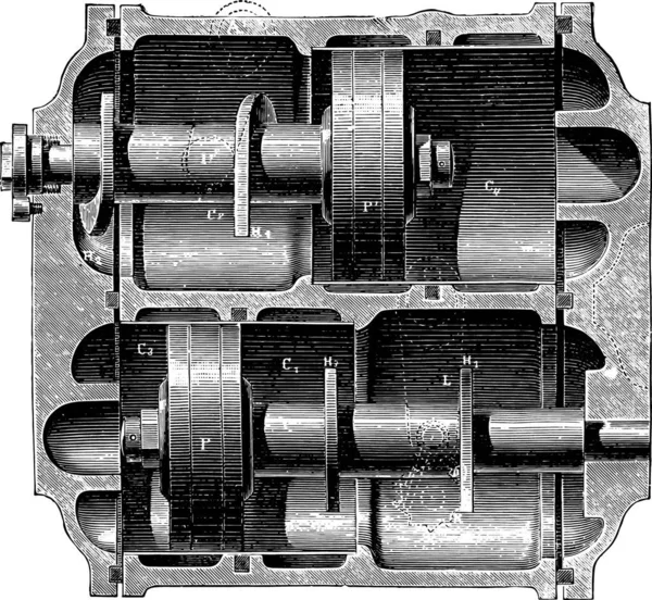 Medidor Frager Seção Horizontal Vintage Gravada Ilustração Enciclopédia Industrial Lami — Vetor de Stock