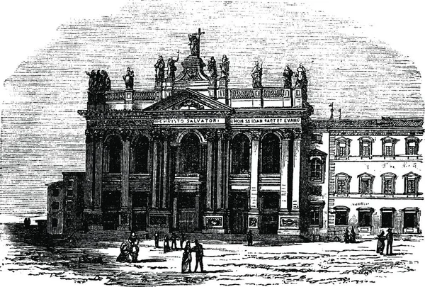 Eglise Palais Latran Italie Illustration Gravée Vintage Encyclopédie Trousset 1886 — Image vectorielle