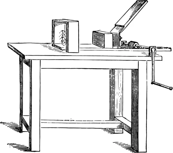 接着ブロック ビンテージの刻まれた図の切断機 産業百科事典 1875 — ストックベクタ