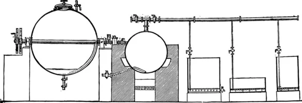 骨の接着剤の製造のための装置 ヴィンテージには 図が刻まれています 産業百科事典 1875 — ストックベクタ