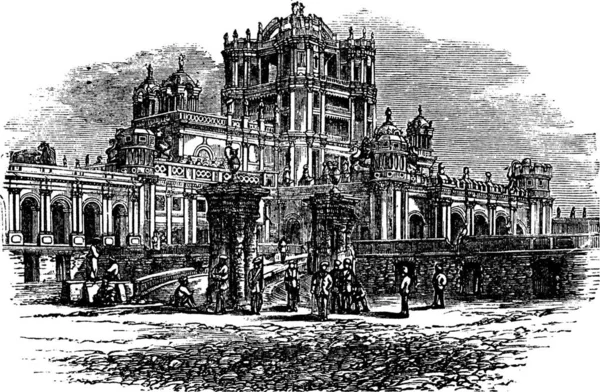 Martiniere College Lucknow Uttar Pradesh India 1890S Vintage Engraving Old — Stock Vector