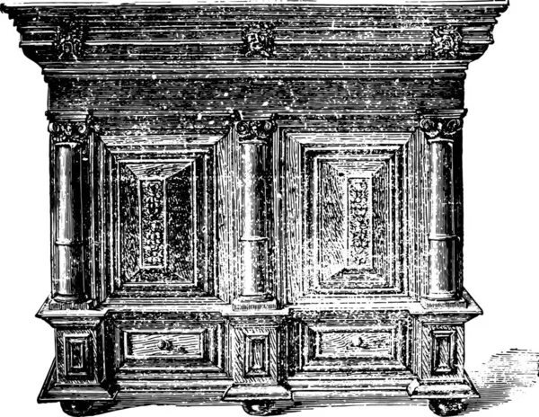 家具始于第十七世纪 复古雕刻插图 工业百科全书 1875 — 图库矢量图片
