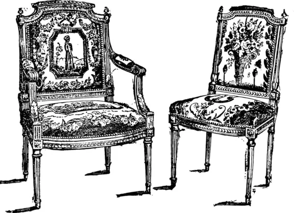 Chaise Vintage Croquis Illustration Dessinée Main Vecteur — Image vectorielle