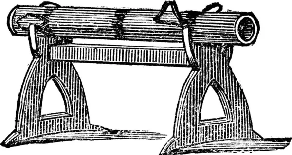 Grabado Una Plataforma Armas Utilizada Batalla Cressy 1346 Antigua Ilustración — Archivo Imágenes Vectoriales