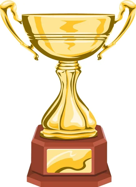 Gold Trophy Cup Isolated White Background Illustration — Stock Vector
