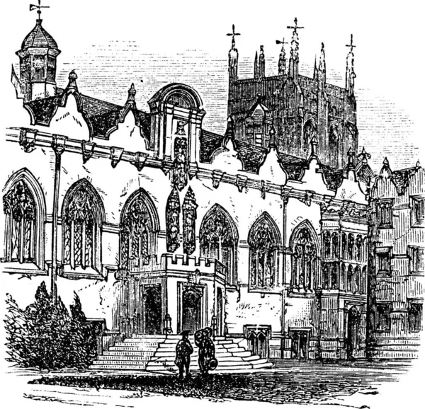 大学的牛津大学或牛津大学在牛津 英国在 期间复古雕刻 旧刻的牛津大学的插图 — 图库矢量图片