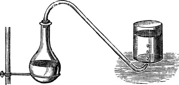 Producción Del Oxígeno Por Dióxido Manganeso Diagrama Grabado Vintage Antigua — Vector de stock