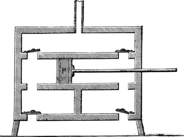 Découpe Pompe Élévatrice Une Lampe Carcel Illustration Gravée Vintage Encyclopédie — Image vectorielle