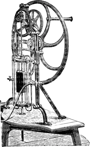 Deleuil Mesin Pneumatik Kuno Terukir Ilustrasi Ensiklopedia Industri Lami 1875 - Stok Vektor