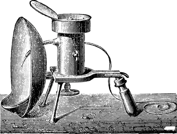 Відбивач Лампа Палили Магній Vintage Вигравірувано Ілюстрації Промислові Енциклопедія Ламі — стоковий вектор