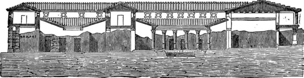 Pansa Dedi Evi Pompeii Vintage Oyulmuş Illüstrasyon Kesme Endüstriyel Ansiklopedi — Stok Vektör