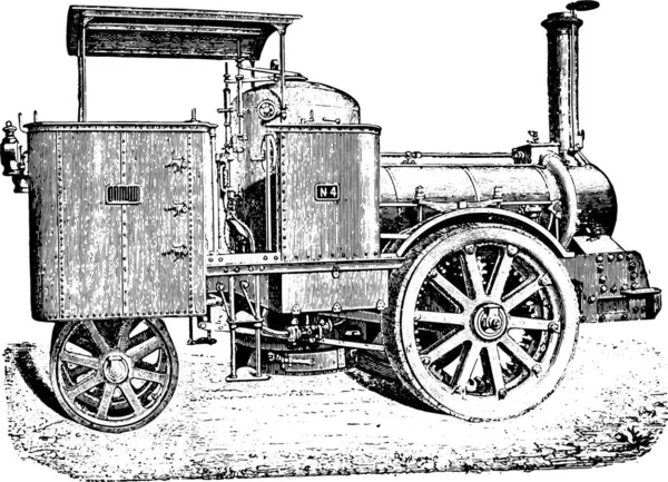 Road Locomotive Cail System Vintage Gravada Ilustração Enciclopédia Industrial Lami — Vetor de Stock