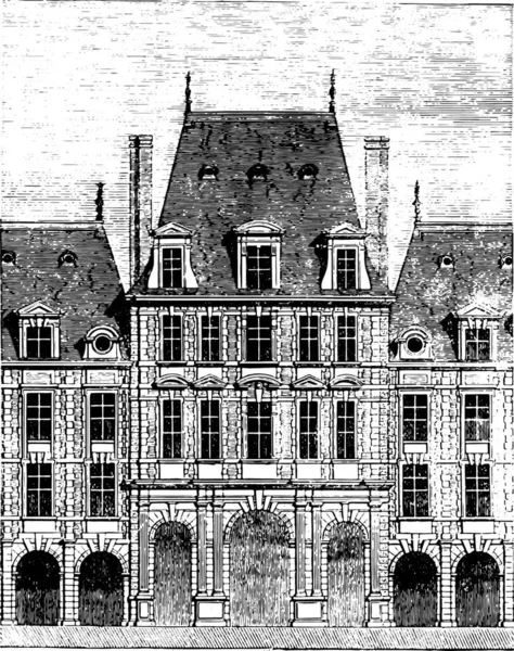 Vue Des Pavillons Place Royale Illustration Gravée Vintage Encyclopédie Industrielle — Image vectorielle