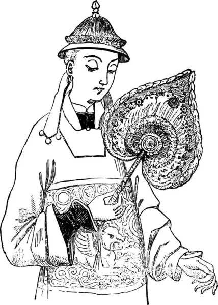 Ilustración Una Niña Sombrero Con Una Espada Una Bufanda — Vector de stock