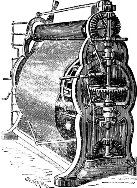 Wolfabriek Napping Machine Het Blad Vintage Gegraveerd Illustratie Industriële Encyclopedie — Stockvector