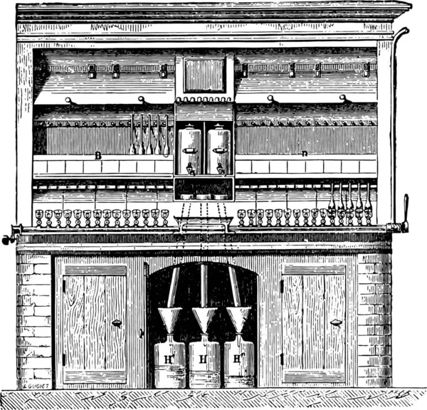 Dispositivo Peligot Furto Prove Oro Illustrazione Incisa Epoca Enciclopedia Industriale — Vettoriale Stock