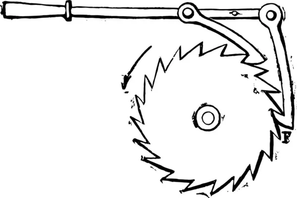 Garousse でラチェット レバー ヴィンテージには 図が刻まれています 産業百科事典 1875 — ストックベクタ