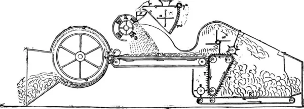 Silagem Máquina Martin Ilustração Gravada Vintage Enciclopédia Industrial Lami 1875 — Vetor de Stock