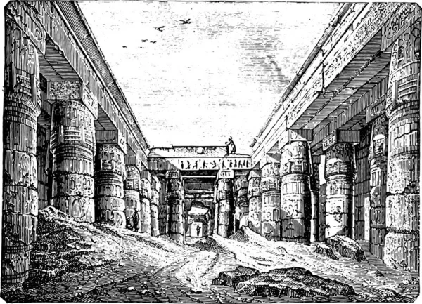 Temple Karnak Luxor Premier Court Construit Par Ramsès Iii — Image vectorielle