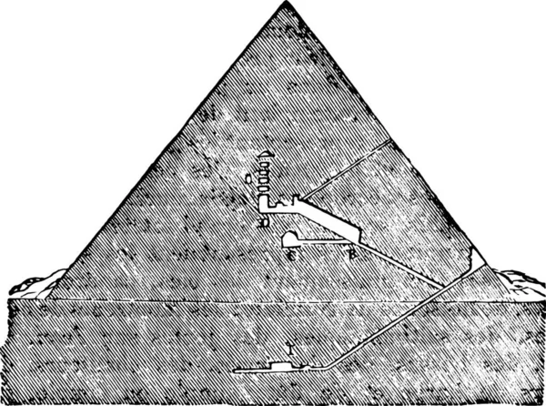 切割伟大的金字塔孟菲斯 老式雕刻插图 工业百科全书 1875 — 图库矢量图片