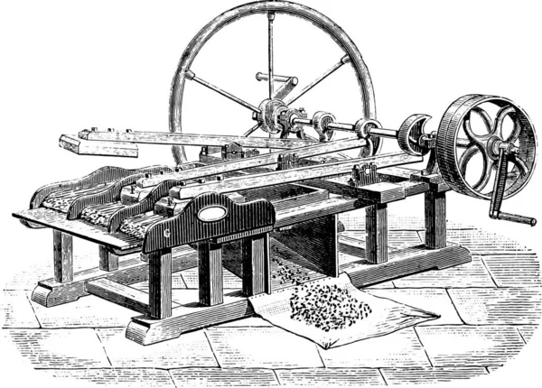 Sistema Legris Lino Ginebra Ilustración Grabada Vintage Enciclopedia Industrial Lami — Vector de stock