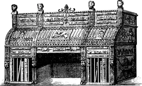 Rolltop 桌或帝国风格的后 Percier 复古刻插图 工业百科全书 1875 — 图库矢量图片