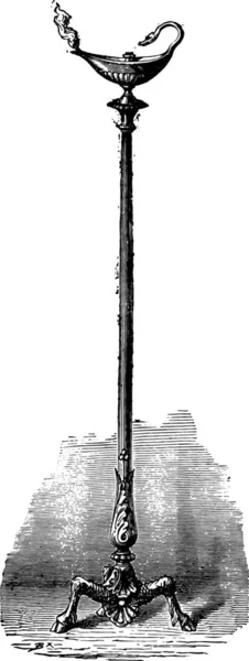 Candelabro Romano Con Lámpara Ilustración Grabada Vintage Enciclopedia Industrial Lami — Archivo Imágenes Vectoriales