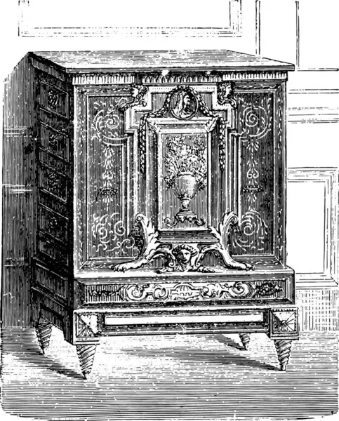 Muebles Mama Ébano Con Incrustaciones Alta Charles Boulle Louvre Ilustración — Archivo Imágenes Vectoriales